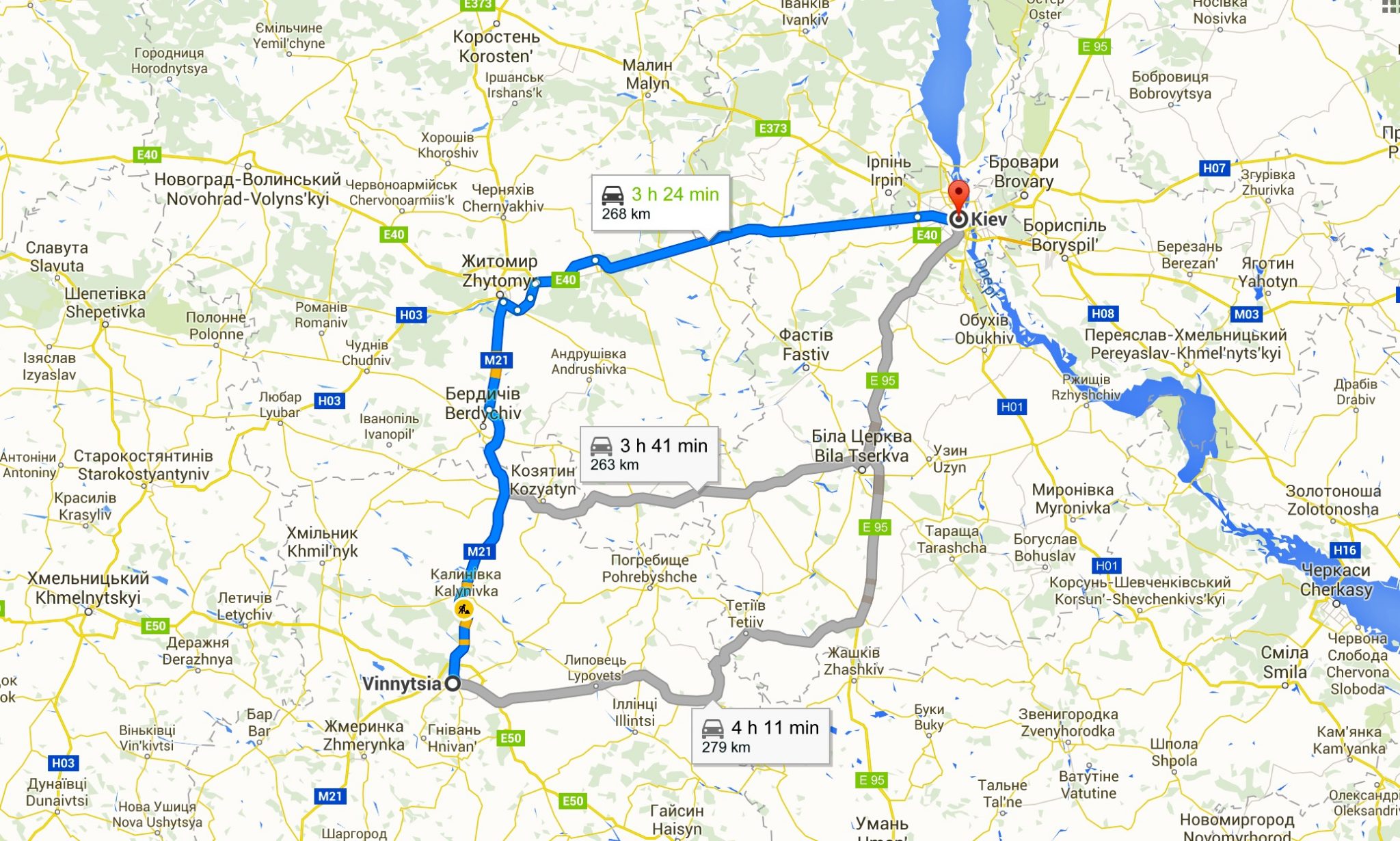 Map Vinnitsa Kyiv Kiev